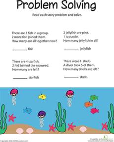 Addition and Subtraction Word Problems: Sea Life