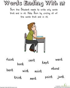 Sam the Student: Words Ending with -Nt