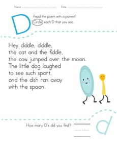 Find the Letter D: Hey Diddle Diddle
