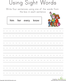 Using Sight Words: Him, Her, Every, Know