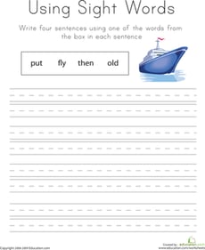 Using Sight Words: Put, Fly, Then, Old