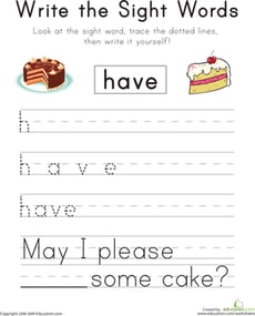 Write the Sight Words: "Have"