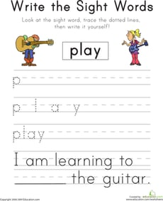 Write the Sight Words: "Play"