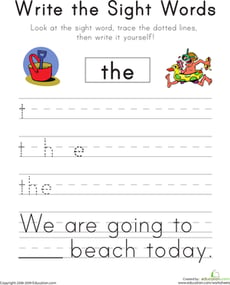 Write the Sight Words: "The"