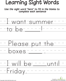 Learning Sight Words: "Here"
