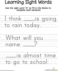 Learning Sight Words: "It"