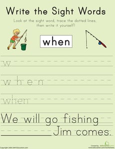 Write the Sight Words: "When"