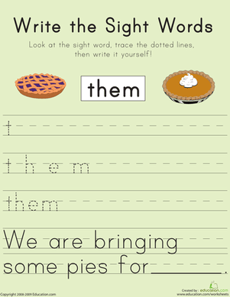 Write the Sight Words: "Them"