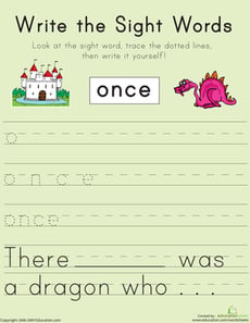 Write the Sight Words: "Once"