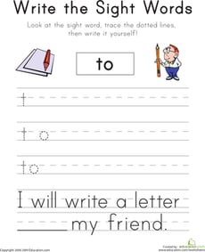 Write the Sight Words: "To"