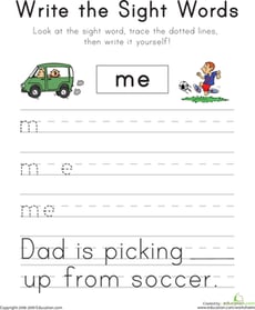 Write the Sight Words: "Me"