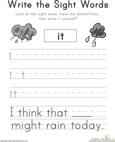 Write the Sight Words: "It"
