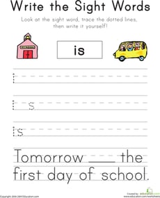 Write the Sight Words: "Is"