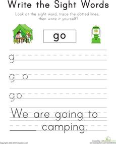 Write the Sight Words: "Go"