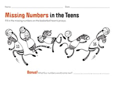 Missing Numbers in the Teens 