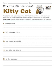 Fix the Sentences: Kitty Cat