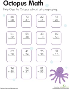 Subtraction with Regrouping: Octopus Math