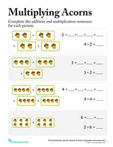 Multiplication: Add & Multiply Acorns
