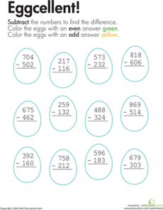 3-Digit Subtraction Coloring