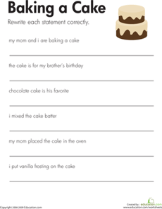 Fix the Sentences: Baking a Cake