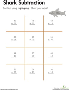 Shark!: Two-Digit Subtraction with Regrouping