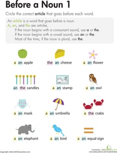 Articles: Before a Noun 1