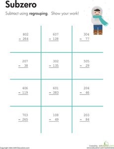 Subzero: Three-Digit Subtraction with Regrouping