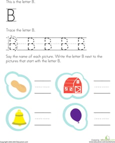 Trace and Write the Letter B