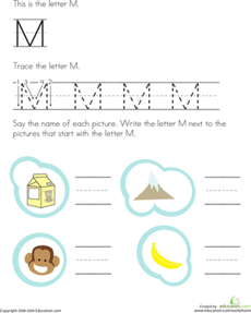 Trace and Write the Letter M