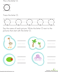 Trace and Write the Letter O