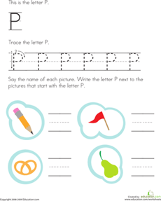 Trace and Write the Letter P
