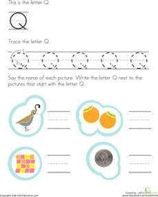 Trace and Write the Letter Q