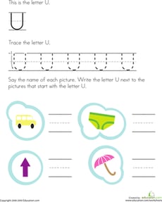 Trace and Write the Letter U