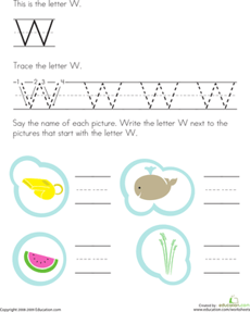 Trace and Write the Letter W