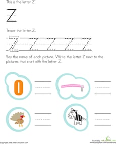 Trace and Write the Letter Z