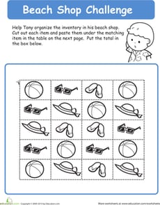 Practice Sorting and Counting at the Beach