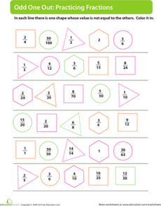 Practicing Fractions: Odd Man Out