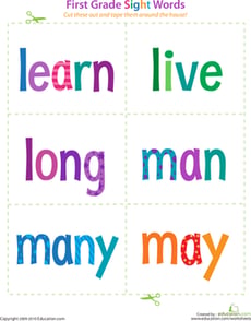 First Grade Sight Words: Learn to May
