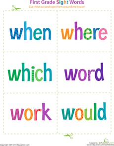 First Grade Sight Words: When to Would