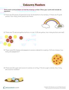 Unknown Numbers Word Problems