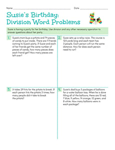 Susie's Birthday: Division Word Problems