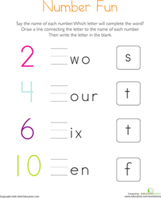 Write the Missing Letter: Numbers