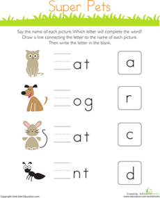 Write the Missing Letter: Super Pets