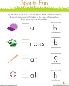 Write the Missing Letter: Sports Fun
