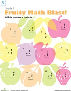 Addition Practice: Fruit Blast