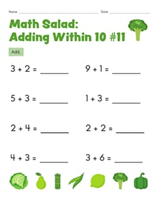 Math Salad: Adding Within 10 #11