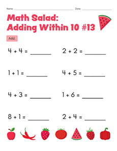 Math Salad: Adding Within 10 #13