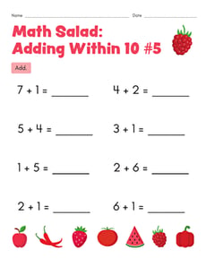 Math Salad: Adding Within 10 #5