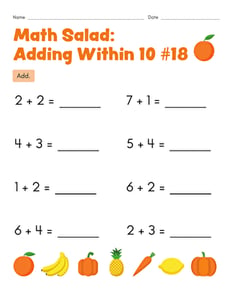 Math Salad: Adding Within 10 #18