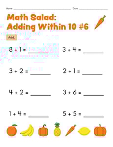 Math Salad: Adding Within 10 #6